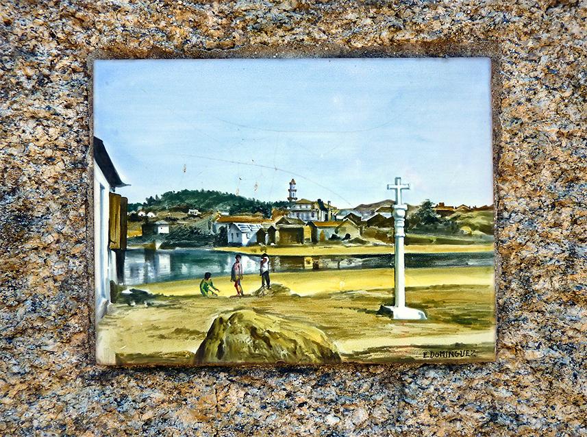 Cruceiro en un azulejo del palacete de la finca “Torres To Thome” (As Travesas-Vigo).