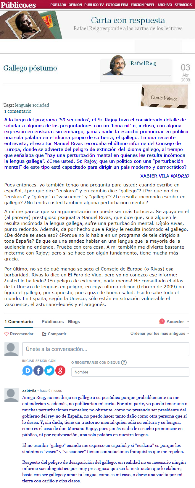 Gallego póstumo/Una pregunta para Rajoy